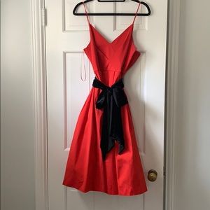 Red jcrew dress with velvet sash